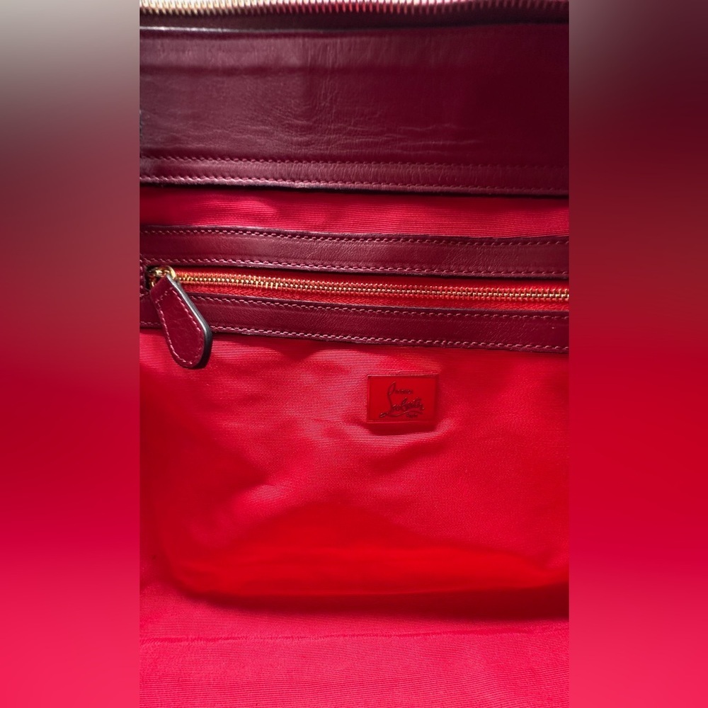 Christian Louboutin Farida Large Leather & Suede Tote Bag – Burgundy/Black/Red - Picture 14 of 16